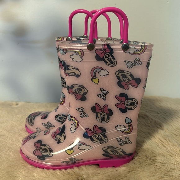Disney Pink Minnie Mouse Kids Rain Boots size 9 - Picture 4 of 6